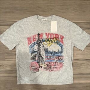 Zara New York State Graphic Tee Gray (Brand New With Tags)